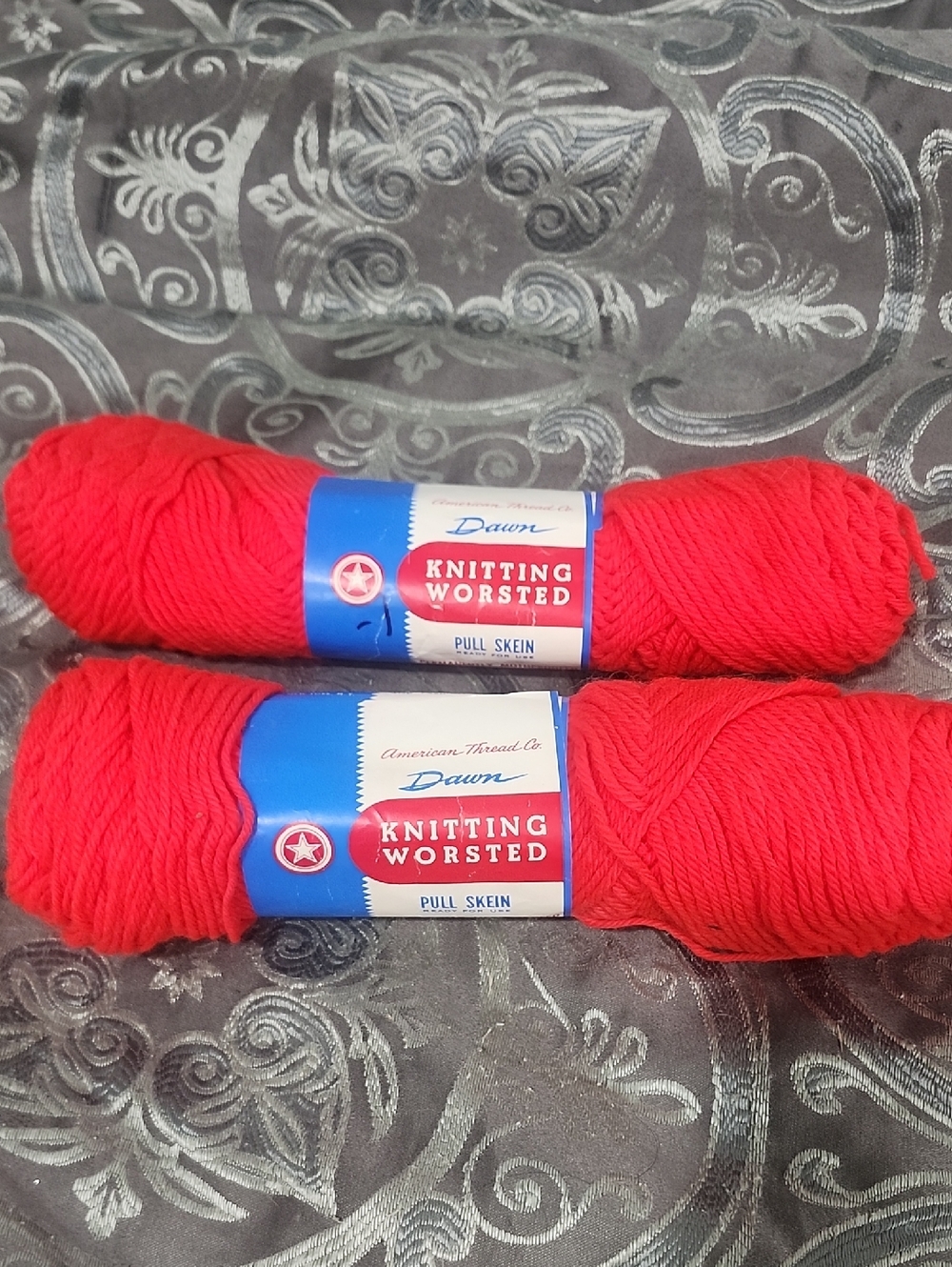 Vintage 100 Virgin Wool Knitting Worsted 4 Oz Yarn 2 Skeins Red Color Watermelon